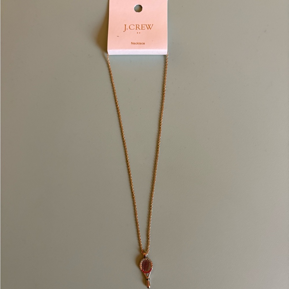 J. Crew Gold Colorful Tennis Racket Dainty Pendant Necklace